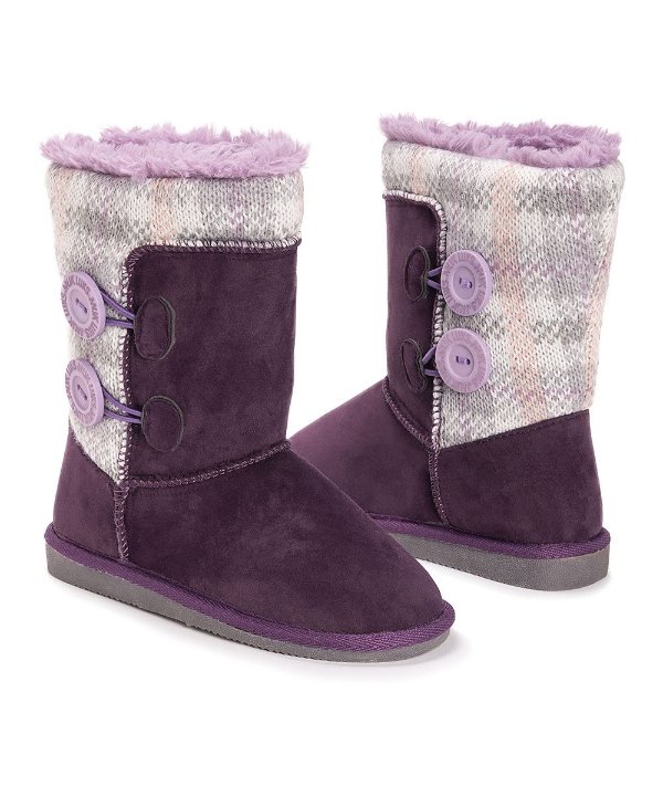 Purple Matilda Button Boot - Girls