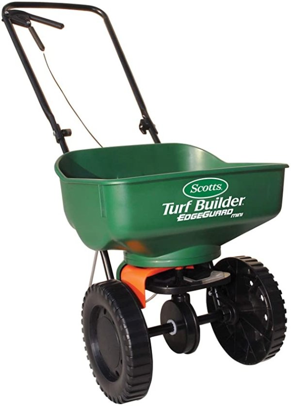 Turf Builder EdgeGuard Mini Broadcast Spreader - Spreads Grass Seed, Fertilizer and Salt - Holds up to 5,000 sq. ft. ofGrass Seed or Fertilizer Products