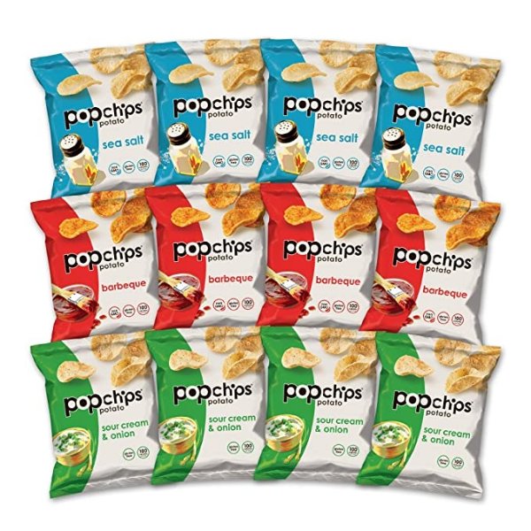 Popchips 低热量综合盐口味非油炸薯片 0.8oz 24包