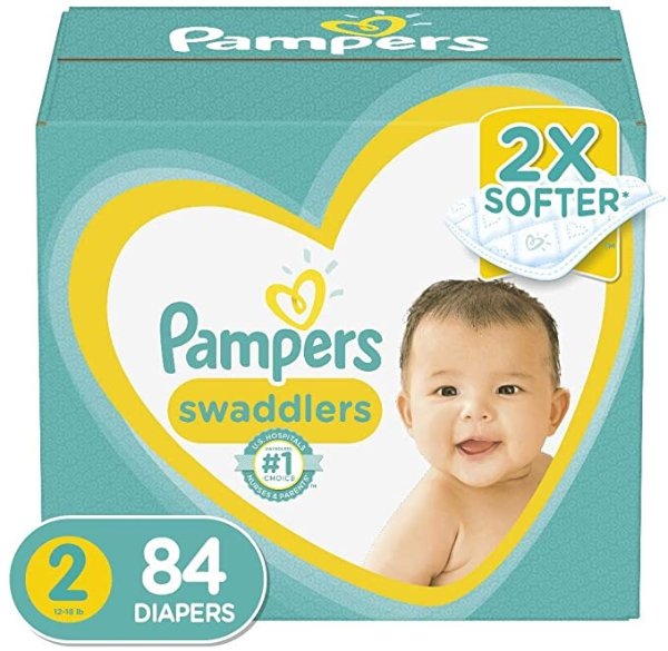 Diapers Size 2, 84 Count - Pampers Swaddlers Disposable Baby Diapers, Super Pack