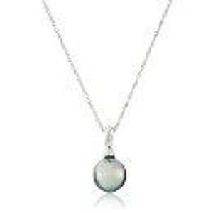 Sterling Silver Tahitian Cultured Black Pearl Drop Pendant Necklace
