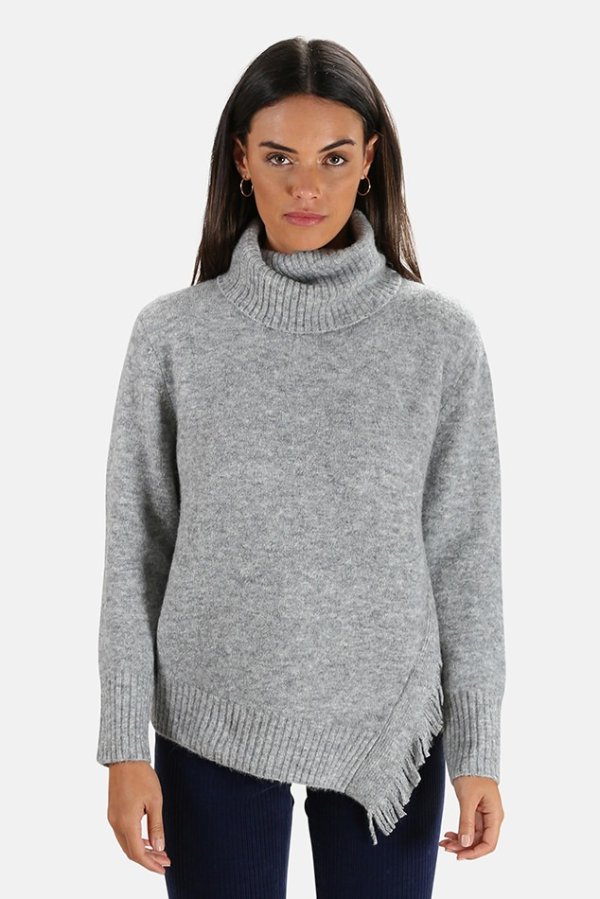 Fringe Overlap Sweater