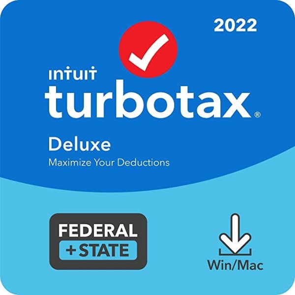 Deluxe 2022 Tax Software, Federal and State Tax Return, [Amazon Exclusive] [PC/MAC Download]