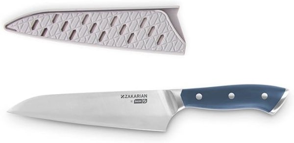 Zakarian 7" Chef Knife, High Carbon German Stainless Steel Kitchen Knife with Sheath, Blue