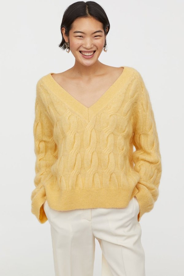 Cable-knit Wool-blend Sweater
