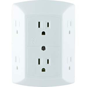 GE 6 Outlet Wall Plug Adapter Power Strip