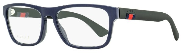 Gucci Men's Rectangular Eyeglasses GG0174O 008 Blue/Matte Black 56mm