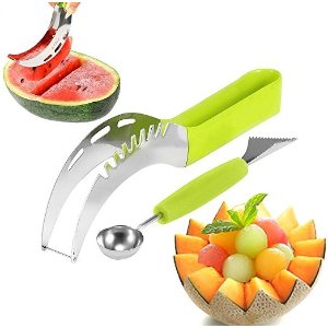 X-Chef Watermelon Slicer Fruit Slicer Corer Server with Fruit Baller and Carving Knife