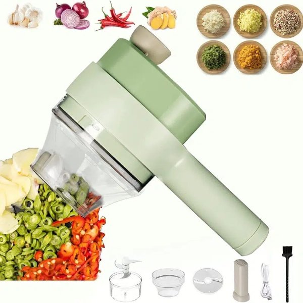 4 In 1 Portable Handheld Electric Wireless Vegetable Chopper Vegetable Cutter Set Electric Food Chopper Kitchen Tools | Today's Best Daily Deals | Temu