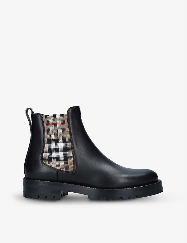 Allostock Vintage check-detail leather Chelsea boots