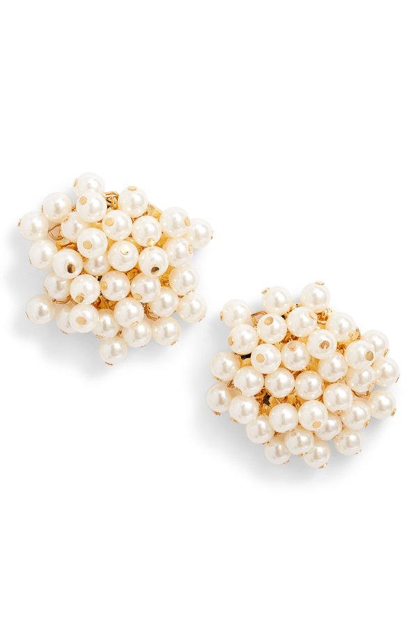 Imitation Pearl Cluster Earrings