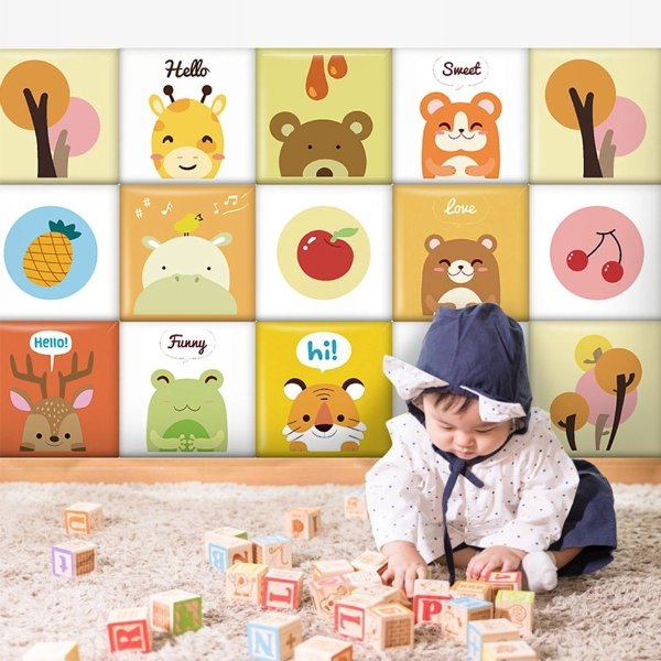 3D Wall Stickers Children's Room Wall Decoration Anti-collision Soft Pack Wall Stickers Self-adhesive Wall Foam Board