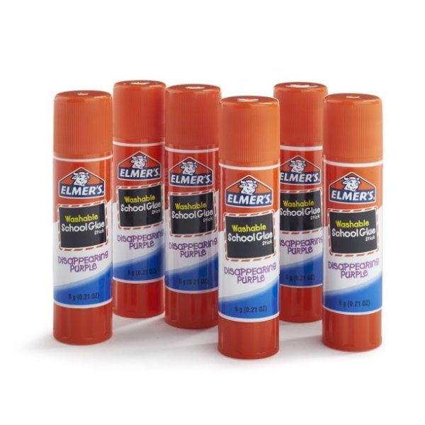 Disappearing Purple Washable School Glue Sticks, 6 Count