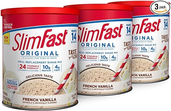 Original French Vanilla Meal Replacement Shake Mix – Weight Loss Powder – 12.83 Oz. - 14 Servings (Pack Of 3) - Pantry Friendly