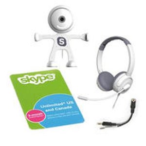 3 Month Unlimited US & Canada Skype Subscription Card w/Free Binatone Webcam & Headset