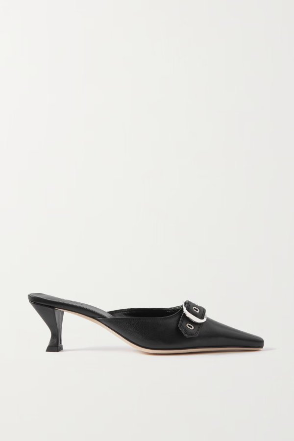 Evelyn buckled leather mules