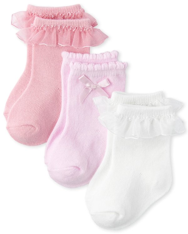 Baby Girls Ruffle Midi Socks 3-Pack