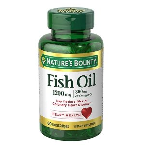 Nature's Bounty Fish Oil 1200 mg Omega-3 and Omega-6, 60 Odorless Softgels