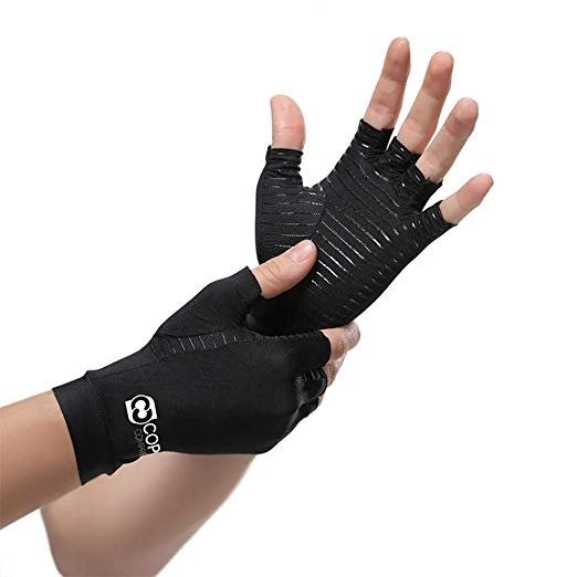 Copper Compression Arthritis Gloves - Guaranteed Highest Copper Content. #1 Best Copper Infused Fit Glove for Women and Men. Carpal Tunnel, Computer Typing, and Everyday Support for Hands (1 Pair)