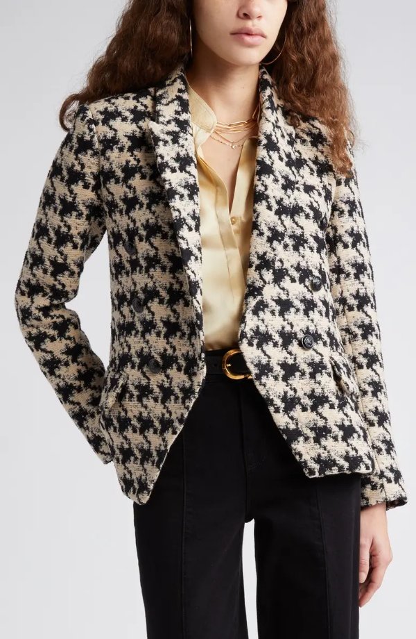 Kenzie Houndstooth Double Breasted Blazer