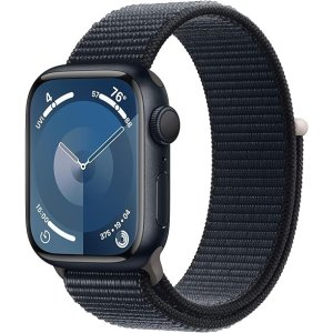 AppleWatch Series 9 [GPS 41mm] Smartwatch with Midnight Aluminum Case with Midnight Sport Loop One Size. Fitness Tracker, ECG Apps, Always-On Retina Display, Carbon Neutral