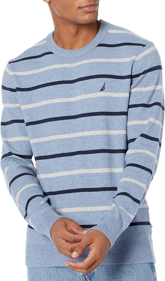 Men's Sustainably Crafted Striped Crewneck Sweatshirt