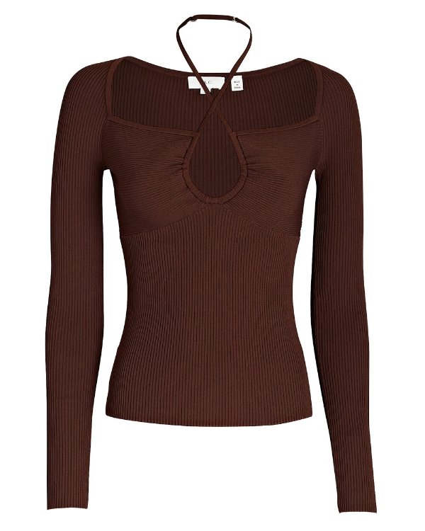 Annabelle Cross-Front Rib Knit Top