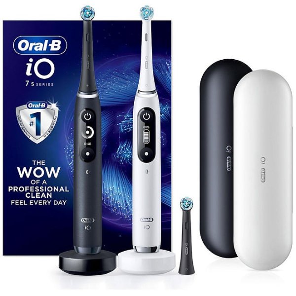 iO Series 7s Rechargeable Electric Toothbrush, Black Onyx and White Alabaster (2 pk.) - Sam's Club