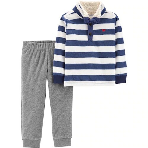 Baby Boy Carter's Striped Fleece Sherpa Pullover Top & Pants Set