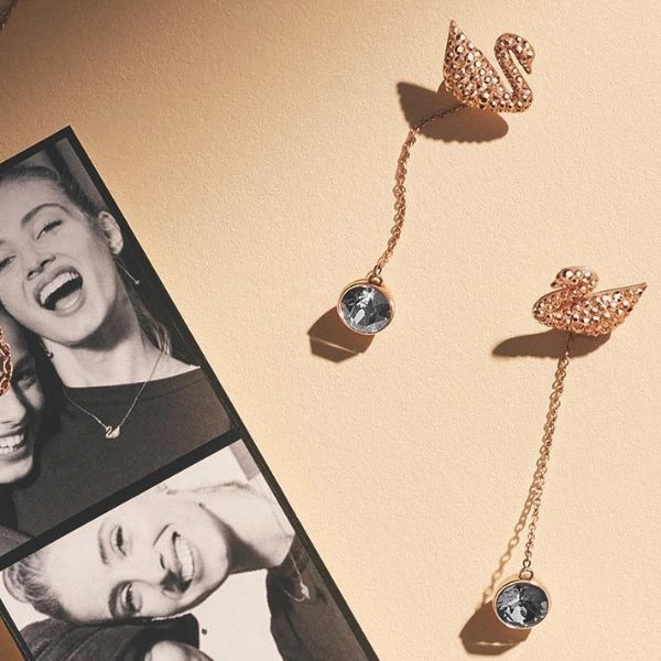 - Rose Gold Iconic Swan Pierced Earrings