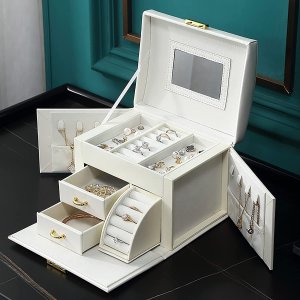 PINNKKU Jewelry Box   Multifunction Large Jewelry Case with Mirror