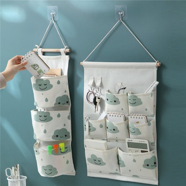Multifunctional Printed Linen Hanging Storage Bag