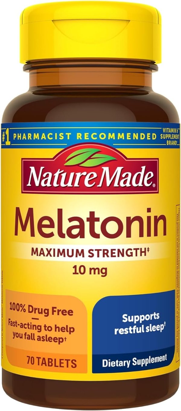 Extra Strength Melatonin 10 mg Tablets, Sleep Aid Supplement 70 Count