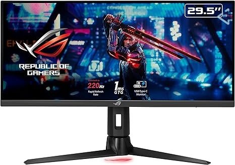 ROG Strix 29.5” 21:9 HDR Gaming -Monitor(XG309CM) - WFHD (2560 x 1080), Fast IPS, 220Hz, 1ms, Low Motion Blur Sync, G-SYNC Compatible, Tripod socket for streaming, USB Type-C,-KVM support, BLACK