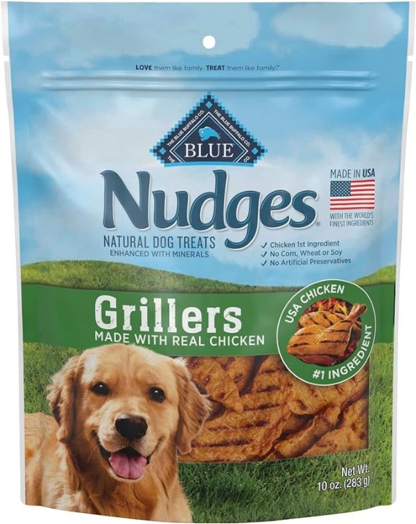 Blue Buffalo Nudges Grillers Natural Dog Treats, Chicken, 10oz Bag