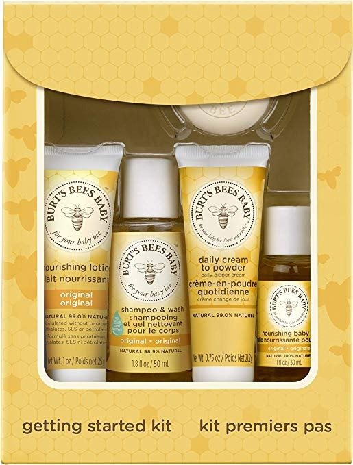 Getting Started Gift Set, 5 Trial Size Baby Skin Care Products - Lotion, Shampoo & Wash, Daily Cream-to-Powder, Baby Oil and Soap