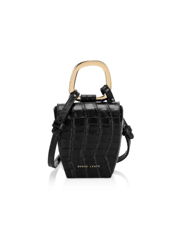 - Pablo Croc-Embossed Leather Top Handle Bag