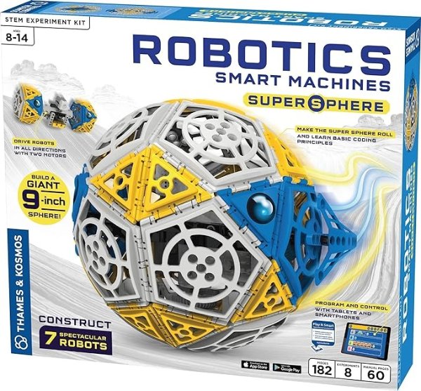 Robotics: Smart Machines - Super Sphere STEM Experiment Kit | Build & Program a 9-inch Robotic Sphere + 6 Other Robot Models | Basic Coding | Color Manual | Requires Tablet, Smartphone