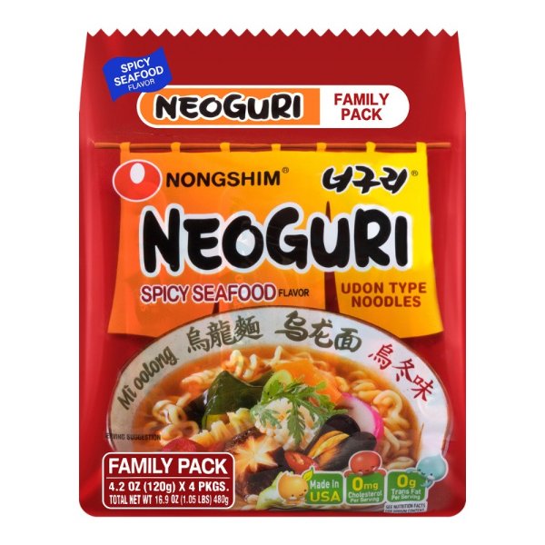 NONGSHIM Neoguri Noodle Soup Spicy Seafood Flavor 4packs