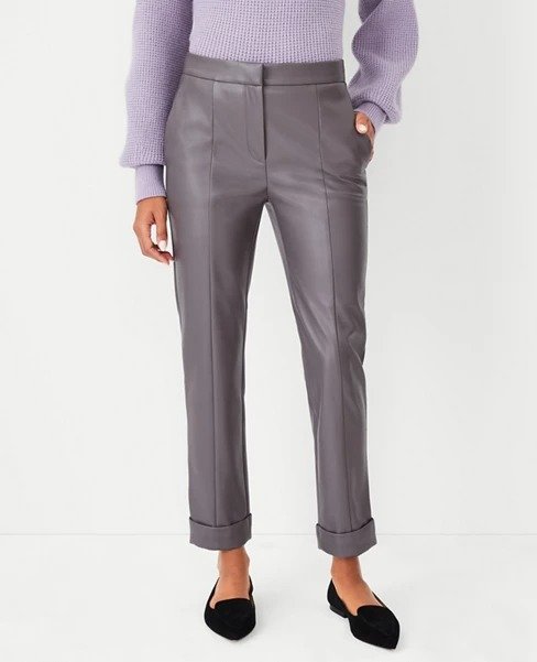 The Faux Leather High Waist Ankle Pant | Ann Taylor