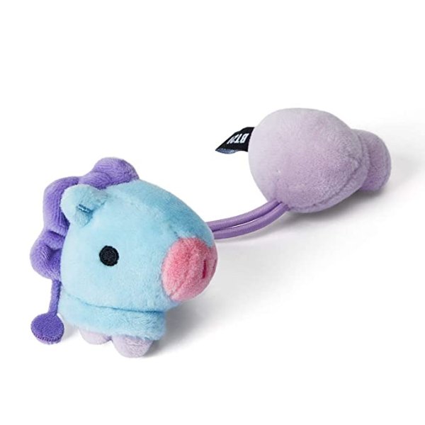 Official Merchandise by Line Friends - Baby Series MANG Character Plush Figure Elastics Hair Tie, Blue/Purple