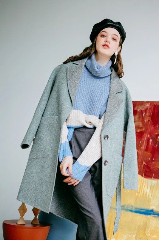 Mila Reversible Wool Coat - Teal