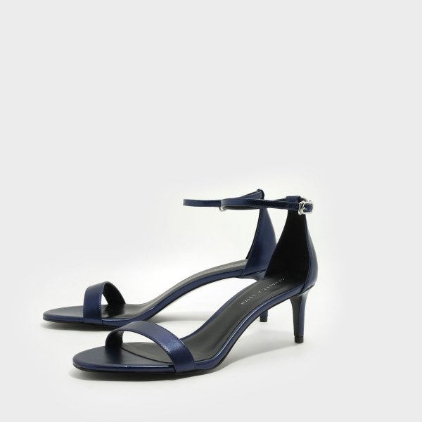 Navy Basic Ankle-Strap Sandals|CHARLES & KEITH