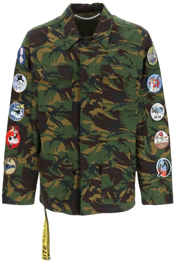 Safari jacket with decorative patches Off-white