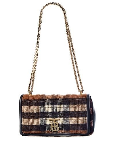 Lola Small Check Cashmere & Leather Shoulder Bag