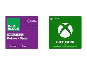 HR Block 2023 Deluxe + State Win - Bundle - PC/Mac and Xbox Gift Card $20 US (Email Delivery)