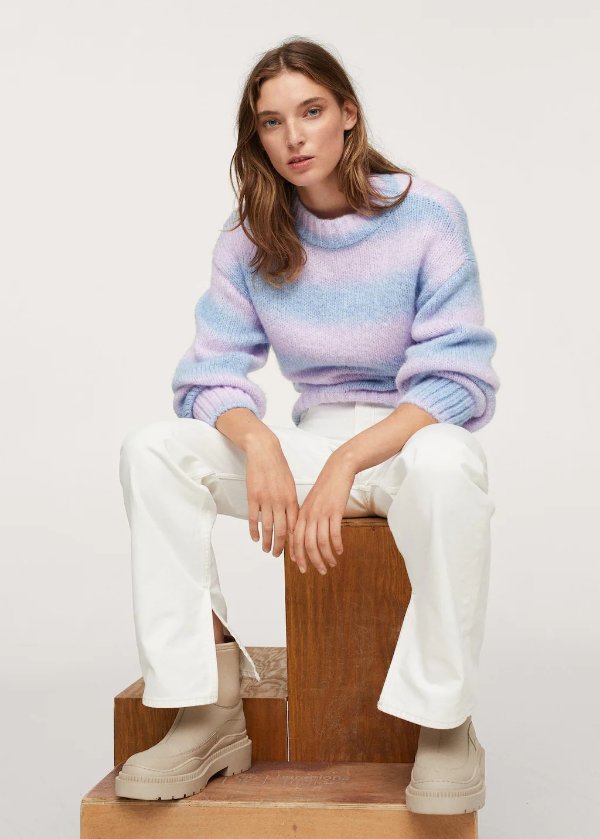 Striped knit sweater - Women | MANGO OUTLET USA