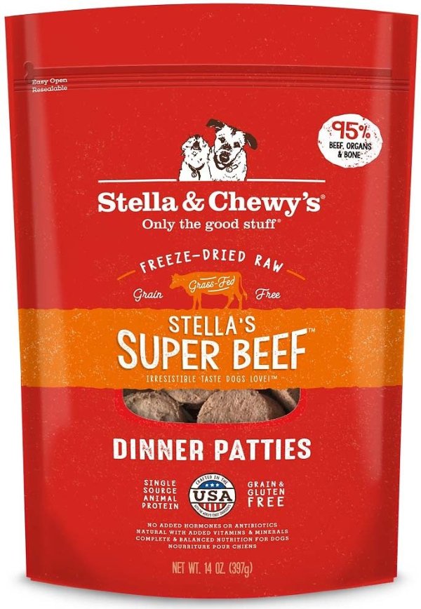 Stella's Super Beef Dinner Patties Freeze-Dried Raw Dog Food, 25-oz bag - Chewy.com