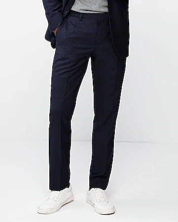 Slim Double Stripe Wool-blend Suit Pant