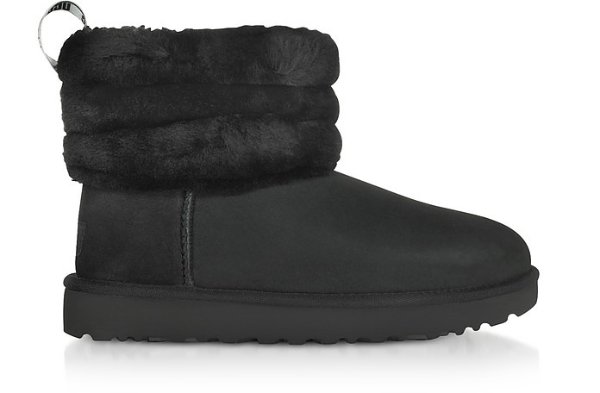 Black Fluff Mini Quilted Boots